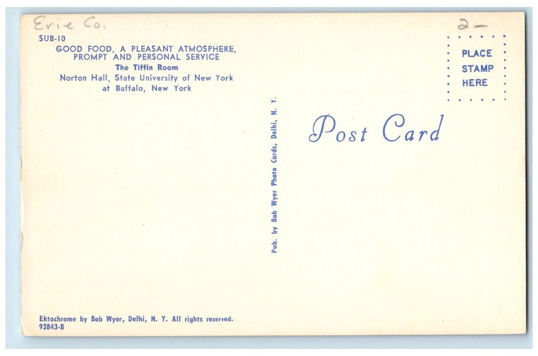 Buffalo NY, The Tiffin Room Interior View State University Of New York Postcard