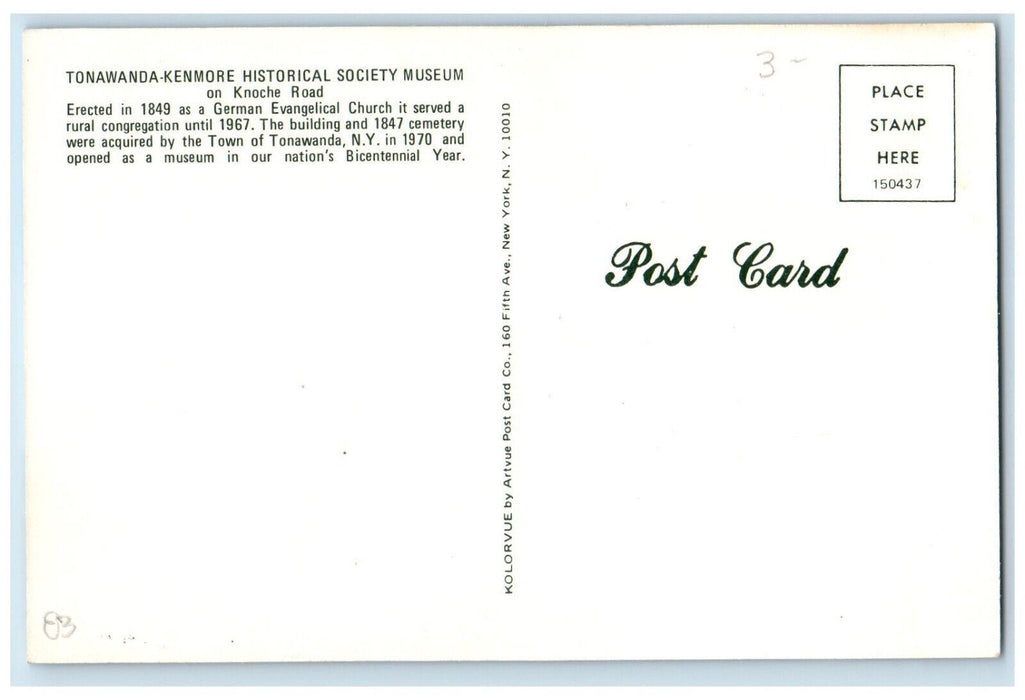 c1970's German Evangelical Church Tonawanda-Kenmore Museum Tonawanda NY Postcard