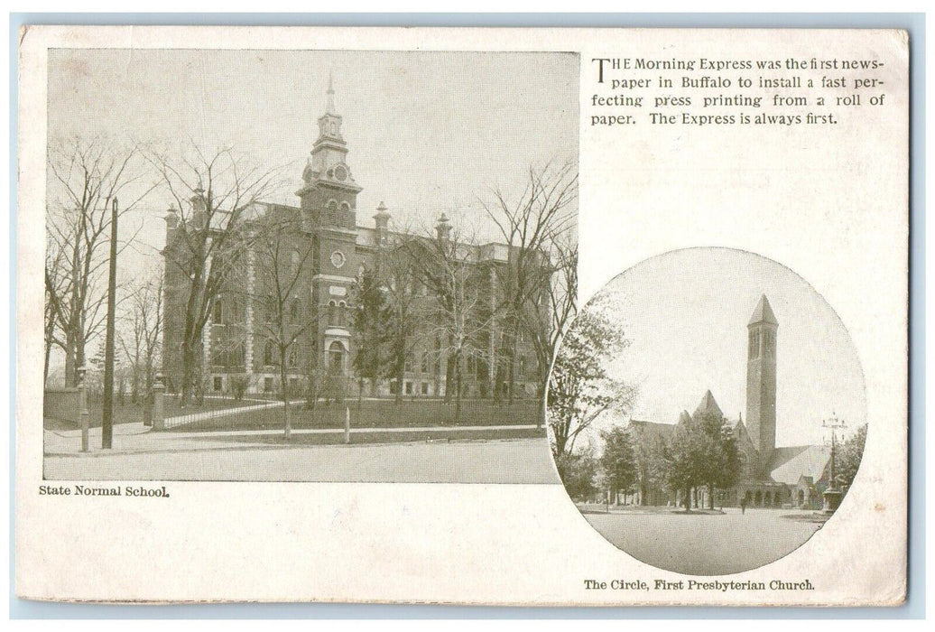 1910 State Normal School And First Presbyterian Church Buffalo NY Postcard
