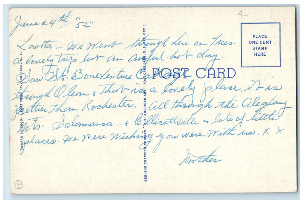 1952 Ellicottville Central School Ellicottville New York NY Postcard