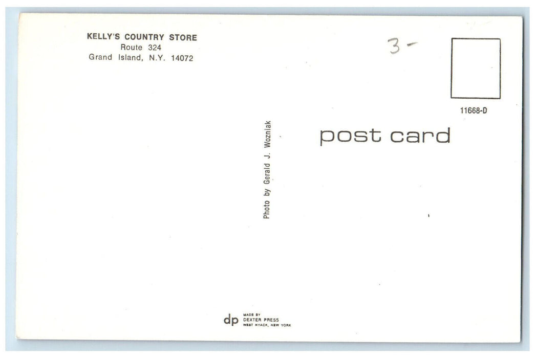 c1950's Christmas Tree, Santa, Kelly's Country Store Grand Island NY Postcard