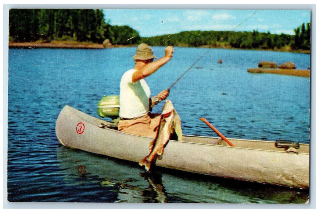 1953 Fishing, Boat, Greetings from Chautauqua Lake Region NY Postcard