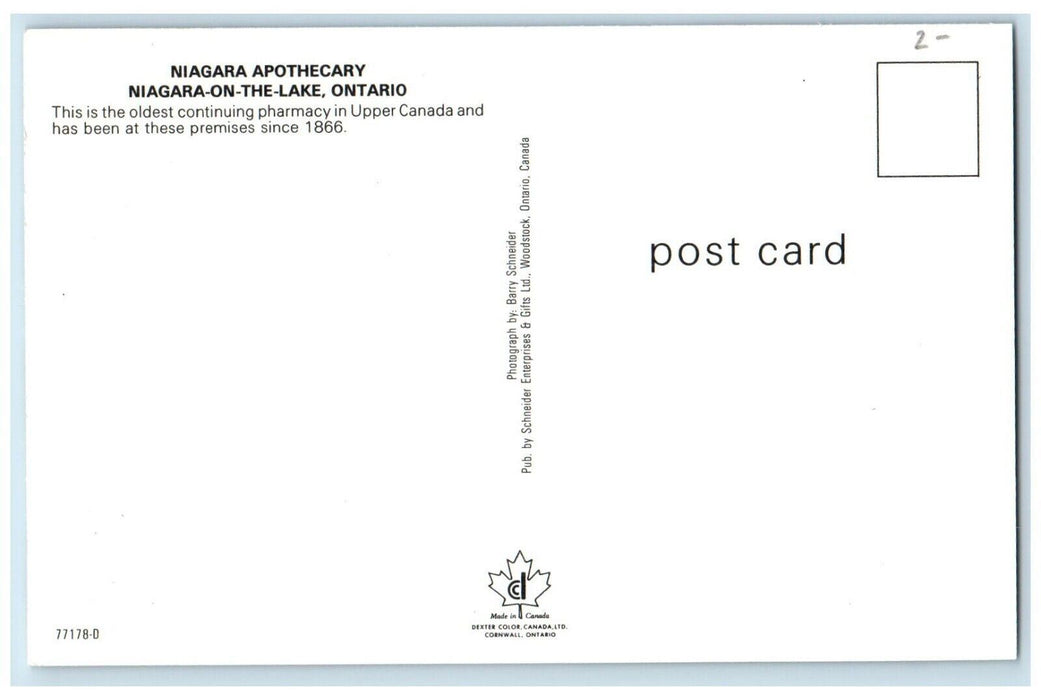 The Niagara Apothecary Niagara On The Lake Ontario Canada Vintage Postcard