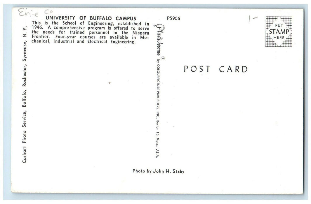 University Of Buffalo Campus Building School Of Engineering New York NY Postcard