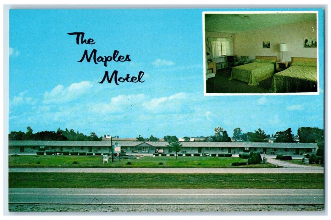 c1950's The Maples Motel Room View Roadside Richmond Indiana IN Vintage Postcard