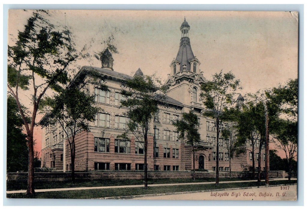 c1910's Lafayette High School Building Street View Buffalo New York NY Postcard