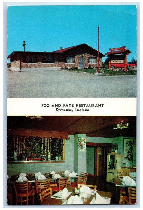 c1950's Foo And Faye Restaurant Dining Room Syracuse Indiana IN Vintage Postcard