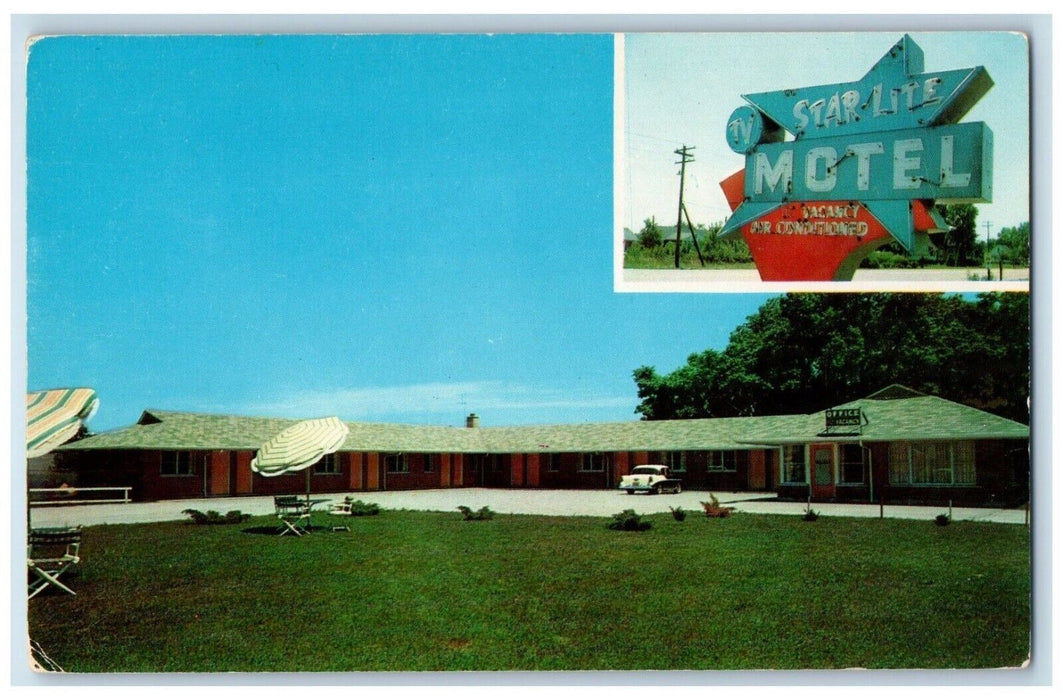c1950's Star Lite Motel Cars Vincennes Indiana IN Unposted Vintage Postcard