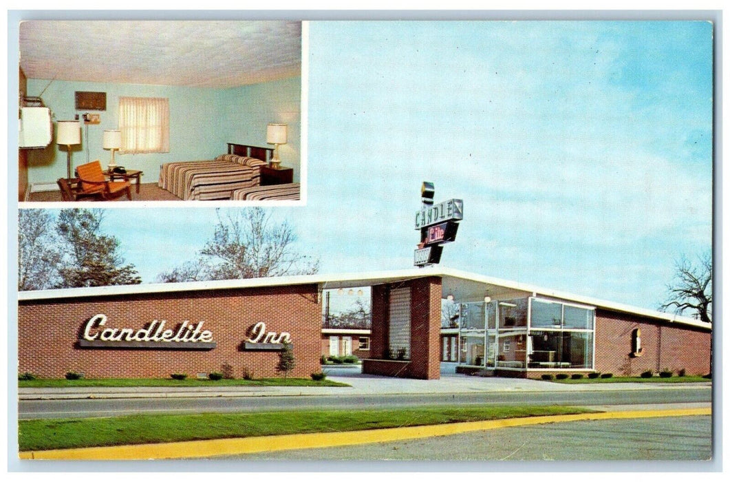 c1960's Candlelite Inn Motel Romm View Terre Haute Indiana IN Vintage Postcard