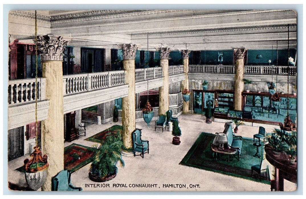 1922 Interior 2nd Floor Royal Connaught Hamilton Ontario Canada Postcard