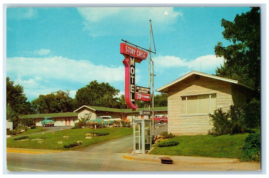 Stony Crest Motel Cars Street View Bloomington Indiana IN Vintage Postcard
