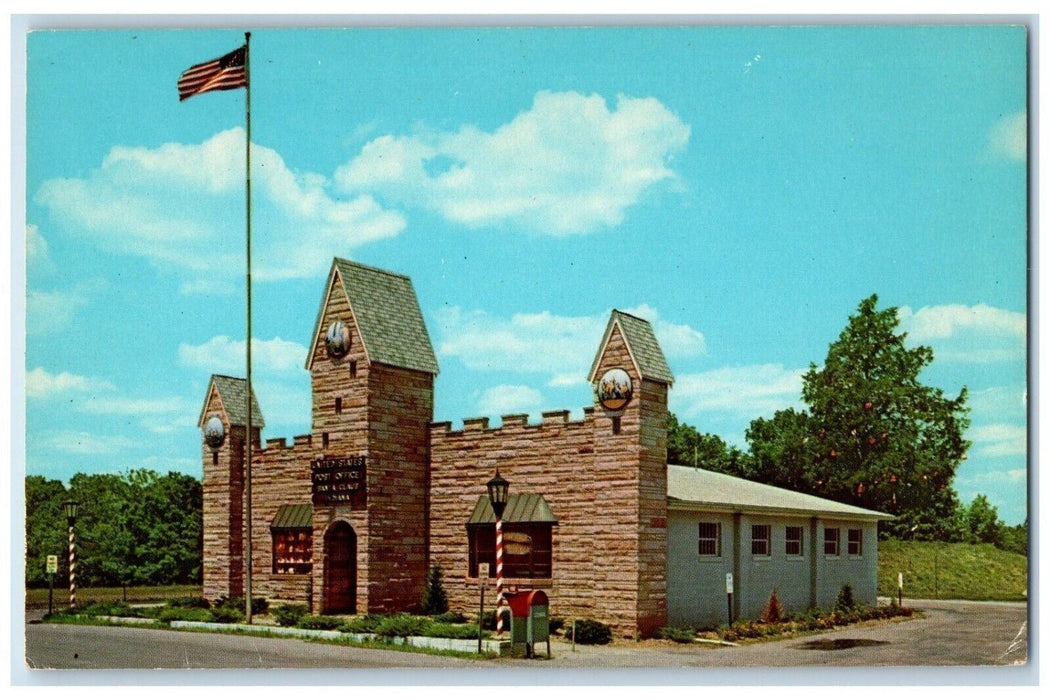 U.S. Post Office Building Street View  Santa Claus Indiana IN Vintage Postcard