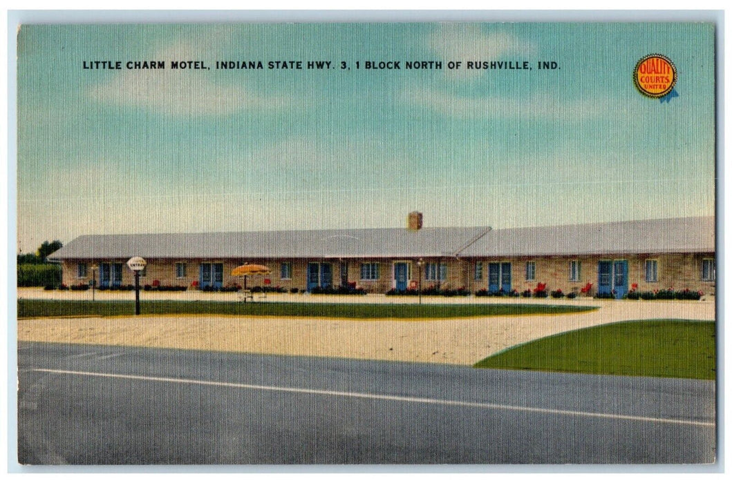 Little Charm Motel Indiana State Roadside Rushville Indiana IN Vintage Postcard