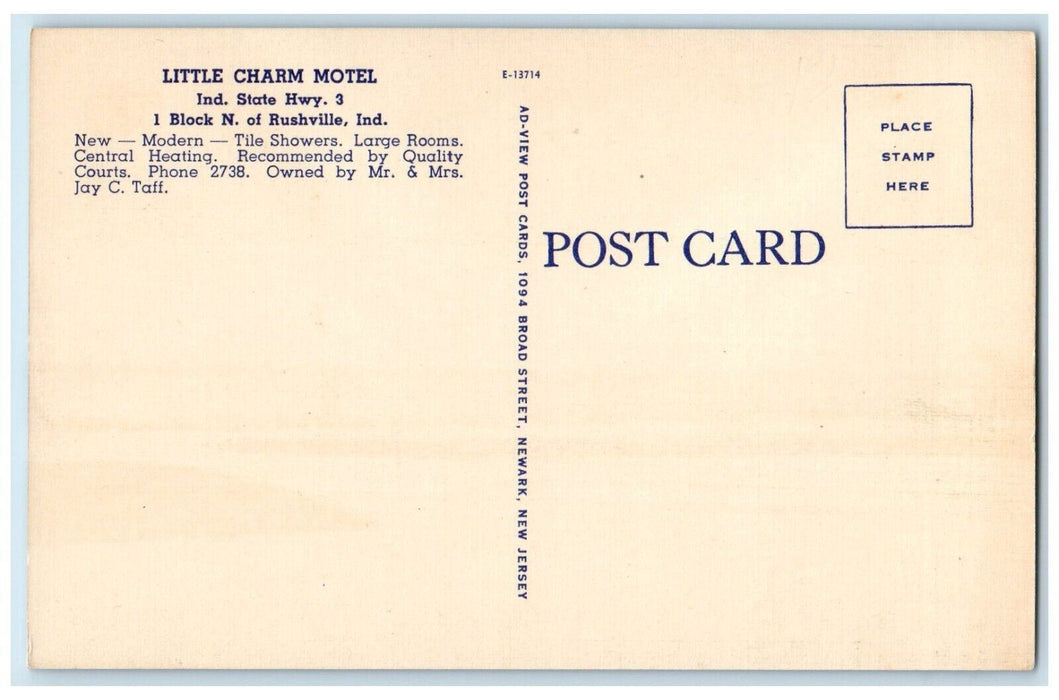 Little Charm Motel Indiana State Roadside Rushville Indiana IN Vintage Postcard