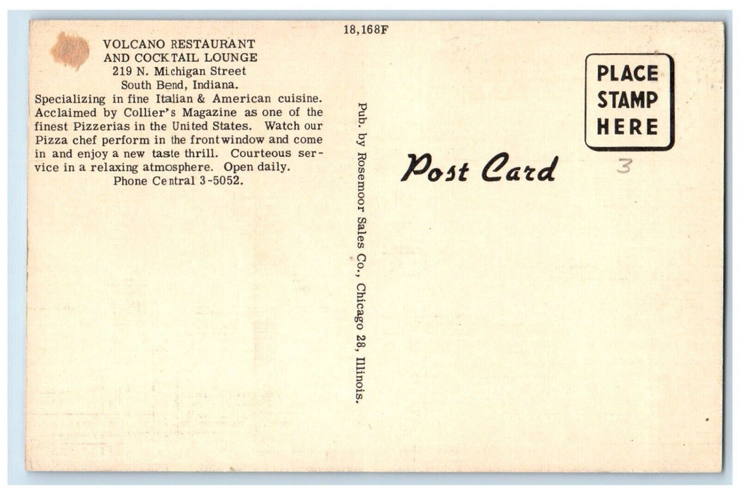 Volcano Restaurant And Cocktail Lounge South Bend Indiana IN, Multiview Postcard