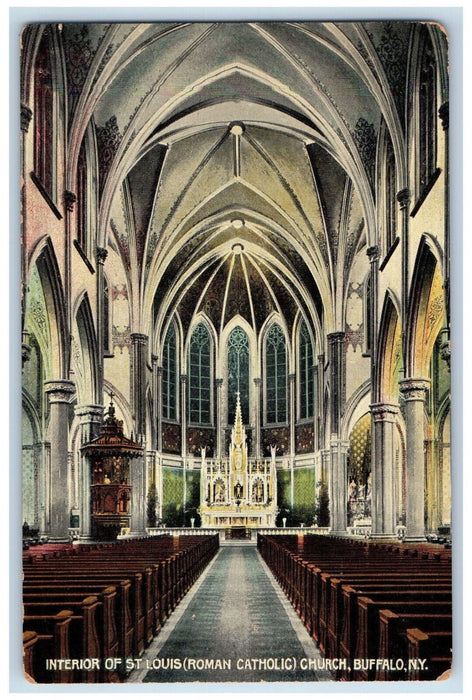 1909 Interior of St. Louis (Roman Catholic) Church Buffalo NY Postcard