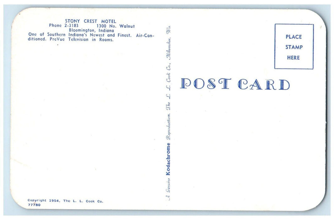 c1950's Stony Crest Motel Cars Bloomington Indiana IN Unposted Vintage Postcard