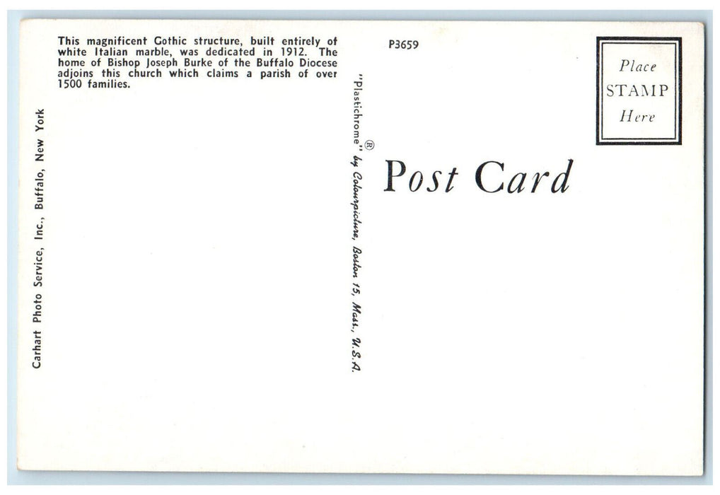 c1960's Home of Bishop Joseph Burke Saint Joseph's Cathedral Buffalo NY Postcard