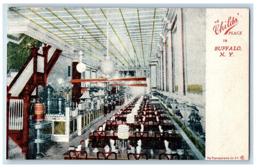 c1910's A Child Place Restaurant Dining Room Interior Buffalo NY Postcard