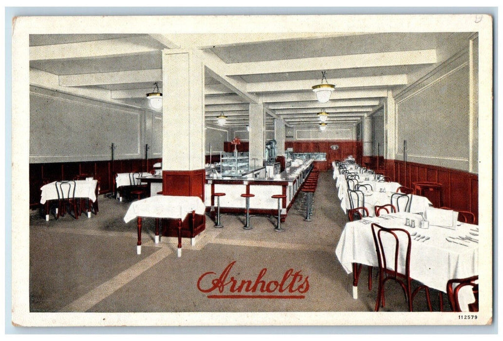 c1930's Arnholt's Restaurant And Coffe Shop Dinning Room Buffalo NY Postcard