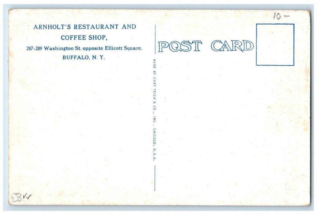 c1930's Arnholt's Restaurant And Coffe Shop Dinning Room Buffalo NY Postcard