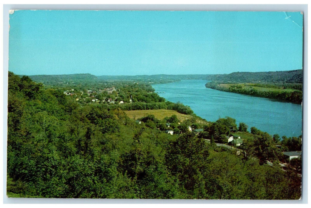 c1960's Bird's-Eye View of Ohio River and Gallipolis Ohio OH Postcard