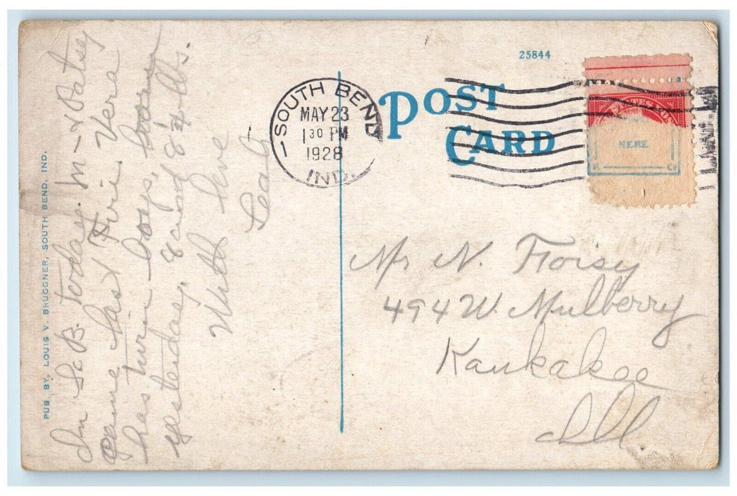 1928 The Oliver Hotel Building Cars South Bend Indiana IN Vintage Postcard