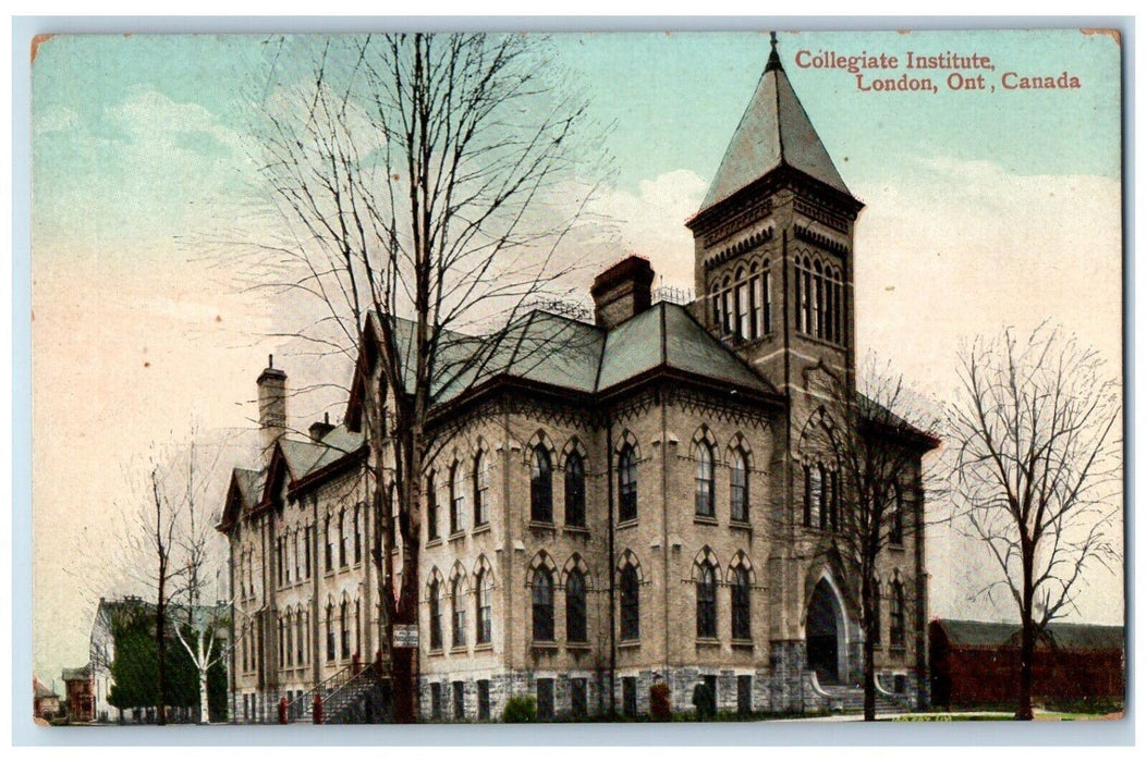 c1910's View Of Collegiate Institute Building London Ontario Canada Postcard