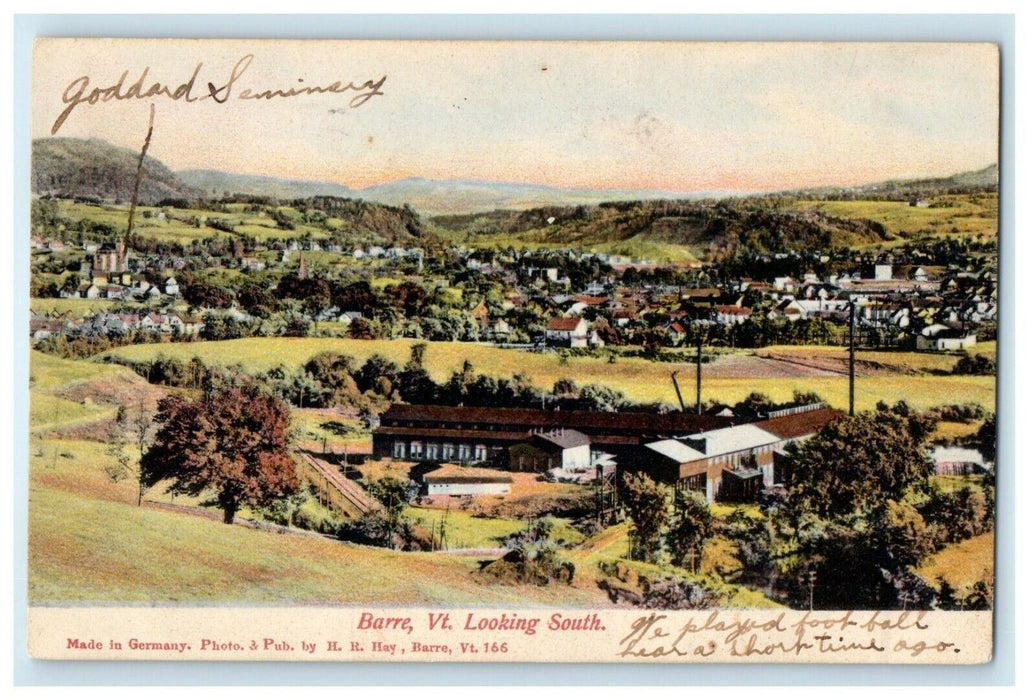 1906 Bird's Eye View Of Barre Vermont VT, Looking South Antique Postcard