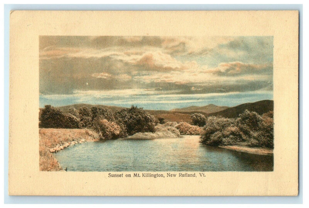 c1910's View Of Sunset On Mt. Killington New Rutland Vermont VT Antique Postcard