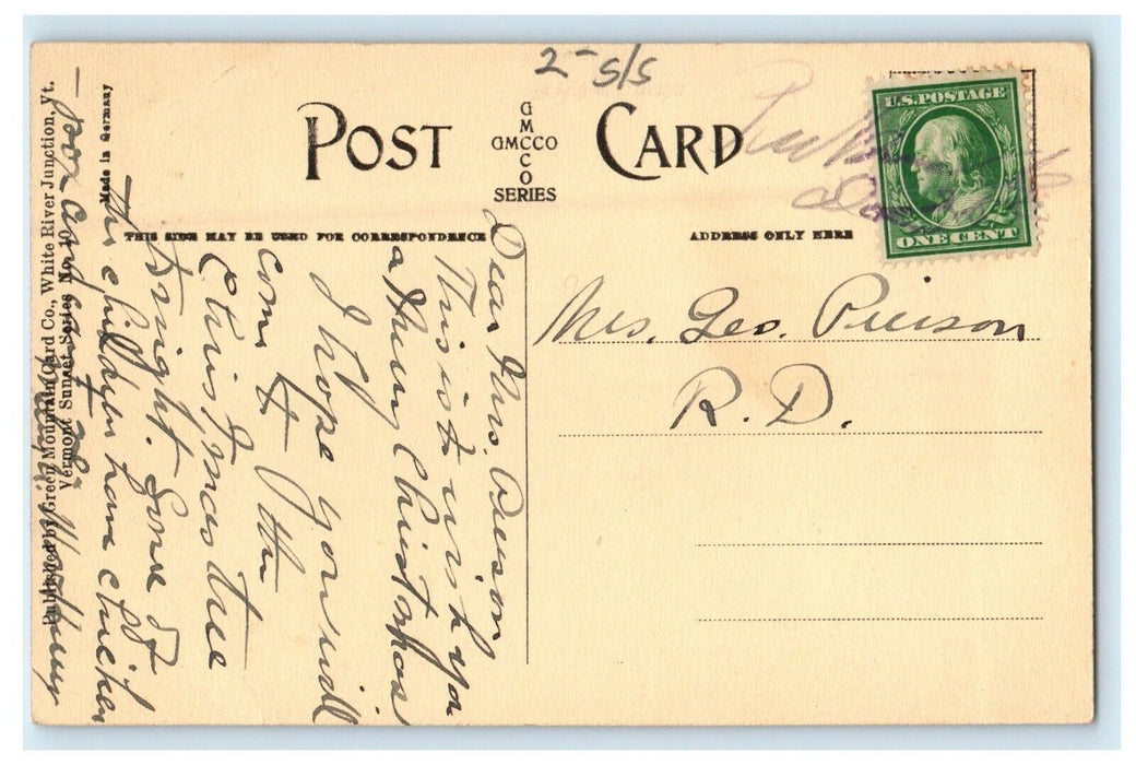 c1910's View Of Sunset On Mt. Killington New Rutland Vermont VT Antique Postcard