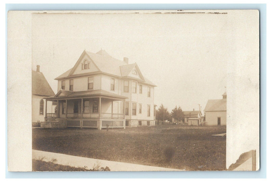 1907 Reddick Illinois IL Priest Victorian House RPPC Photo Postcard