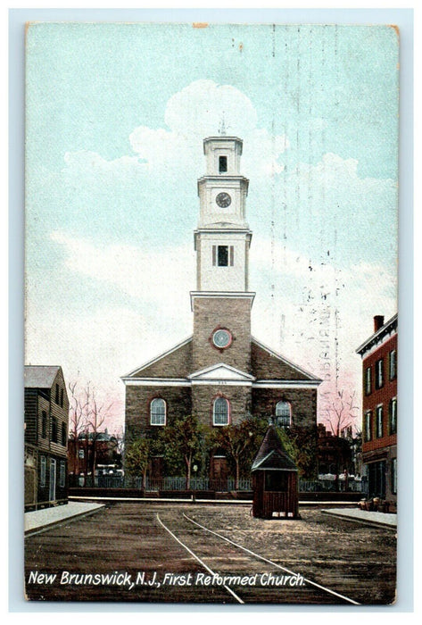 1908 View Of The First Reformed Church New Brunswick New Jersey NJ Postcard