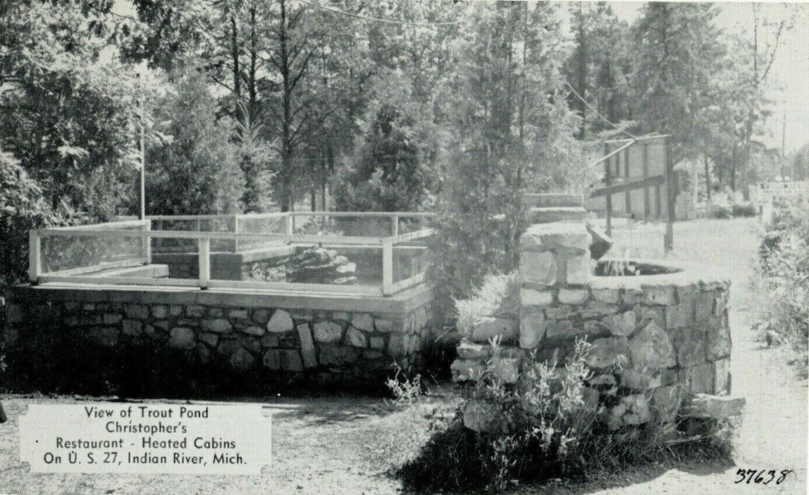 1951 Trout Pond Christopher's Restaurant Indian River Michigan MI Postcard