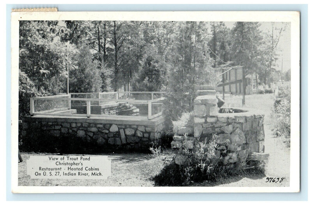 1951 Trout Pond Christopher's Restaurant Indian River Michigan MI Postcard
