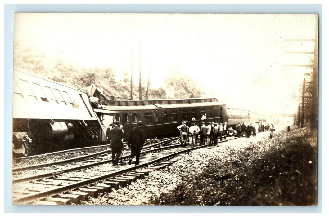 1911 Train Wreck Crash Westerly RI RPPC Photo Railroad Station Postcard