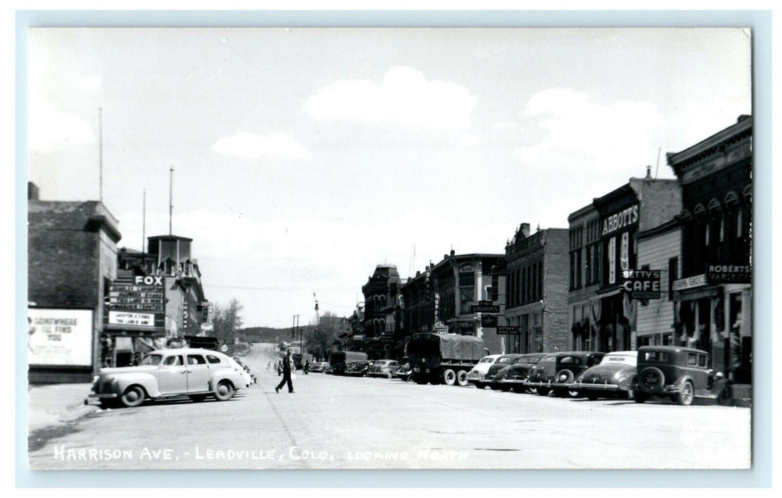 c1940's Harrison Ave. Leadville Colorado CO RPPC Photo Classic Cars Postcard