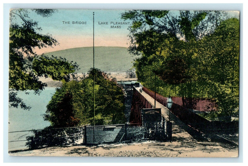 c1913 The Bridge, Lake Pleasant, Massachusetts MA Antique Postcard