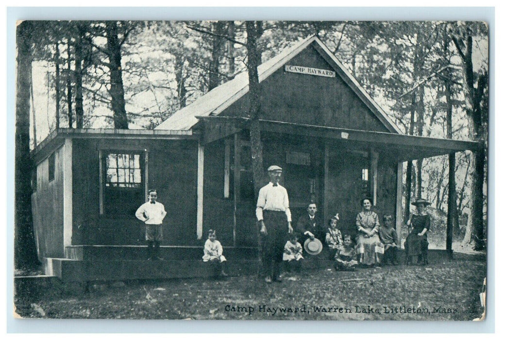 c1910 Camp Hayward Warren Lake Family Scene Littleton Massachusetts MA Postcard
