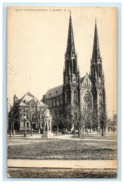 1938 View Of Saint Patrick's Church Elizabeth New Jersey NJ Vintage Postcard