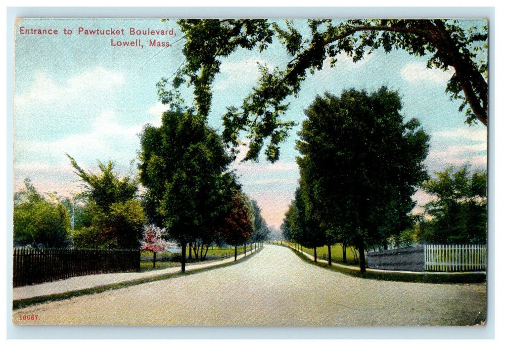 1909 Entrance To Pawtucket Boulevards Lowell Massachusetts MA Antique Postcard
