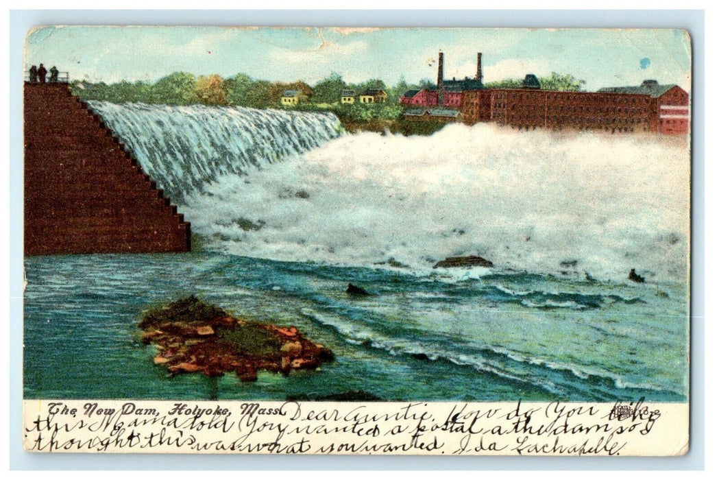 c1901 The New Dam Located in Holyoke, Massachusetts MA Antique Postcard