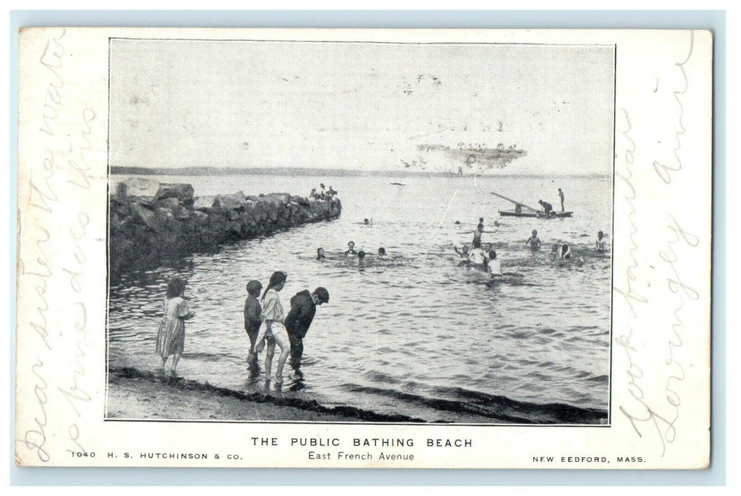 1907 The Public Bathing Beach New Bedford Massachusetts MA Antique Postcard