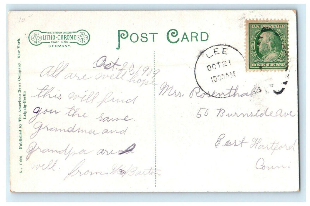 1909 The Greenock Inn Horse Carriage Front Lee Massachusetts MA Antique Postcard