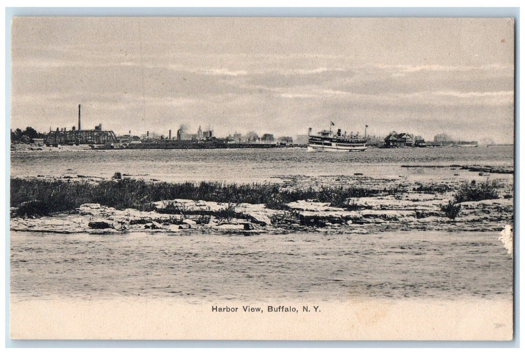 c1905 Harbor View Steamer Ship Buffalo New York NY Unposted Antique Postcard