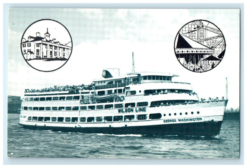 1960's Marshall Hall Amusement Park Wilson Line Cruise Ship Multiview Postcard