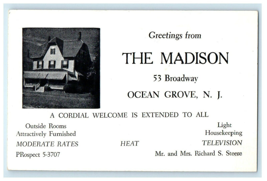 c1924 Greetings From The Madison, New Jersey NJ Advertising Unposted Postcard