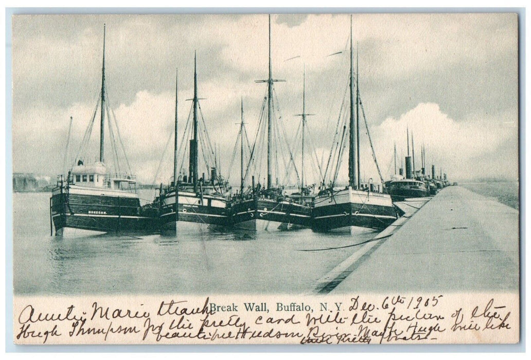 1905 Break Wall Boats At The Dock Buffalo New York NY Posted Antique Postcard