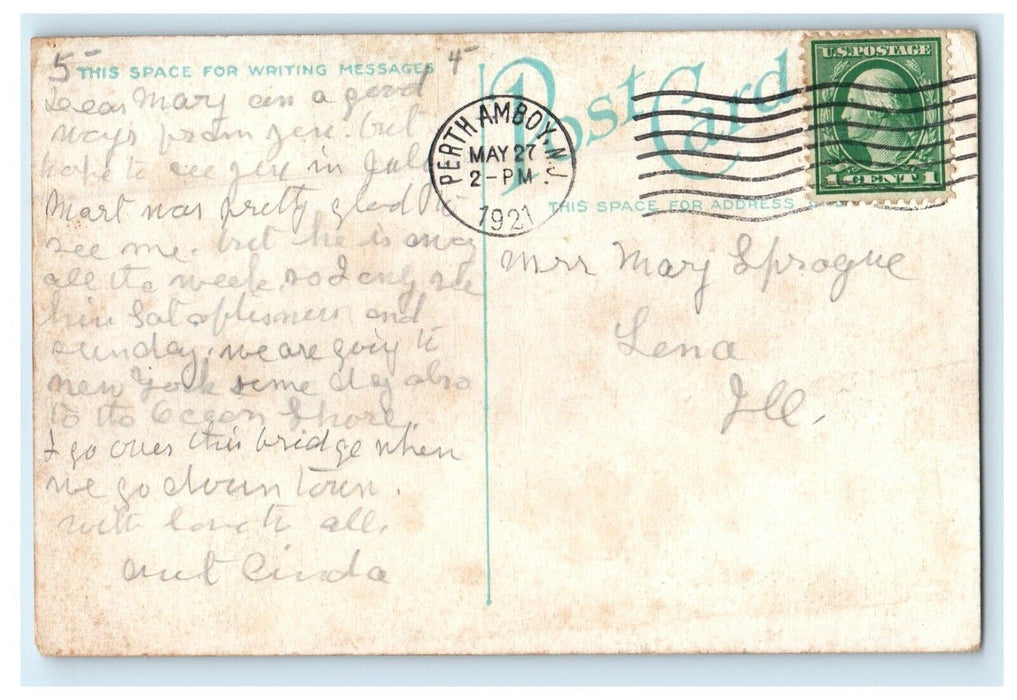 1921 Raritan Boat Club And County Bridge New Brunswick New Jersey NJ Postcard