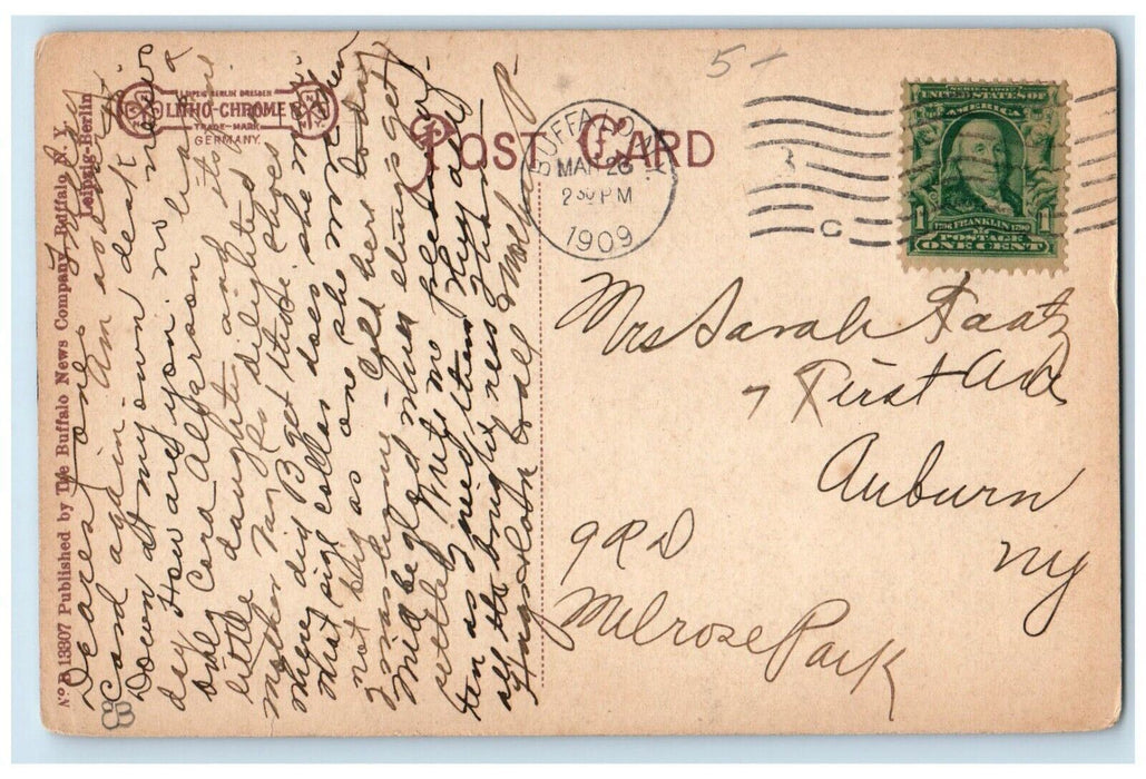 1909 Buffalo River Foot Of Main Street Boat Buffalo New York NY Antique Postcard